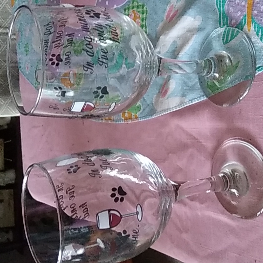 Dog Theme Wine Glasses